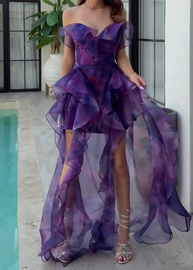 Tube Top Elegant Ruffled Dress