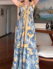 Bohemian Elegant Swing Printing Slip Dress