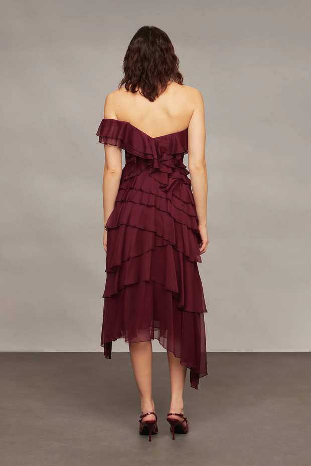 Sexy Tube Top Ruffled Elegant Dress