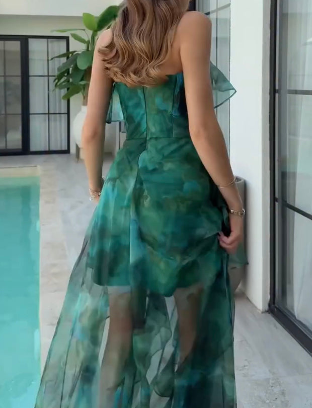 Tube Top Elegant Ruffled Dress