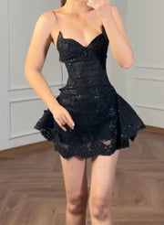 Refined Handmade Lace Embroidery Sexy Sling Waist-Slimming Dress