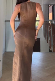 Elegant Casual Flat Collar Waist Slit Dress