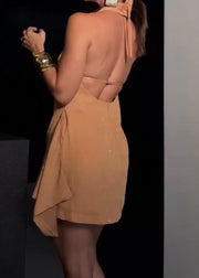 Elegant Lace-up Backless Skirt