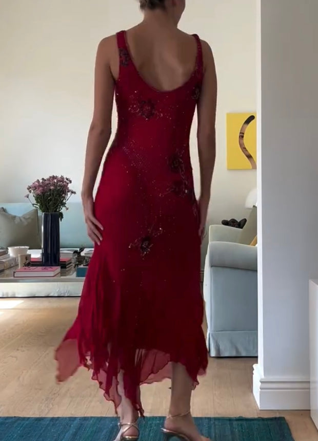 Elegant Sling Embroidery Beads Dress