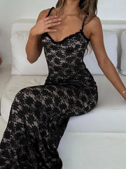 Fashion Lace Sexy Suspenders Sheath Backless Evening Dress