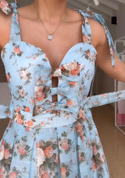 Exquisite Flowers Tube Top High-Grade Cinched Mesh Suspender Skirt