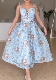 Exquisite Flowers Tube Top High-Grade Cinched Mesh Suspender Skirt