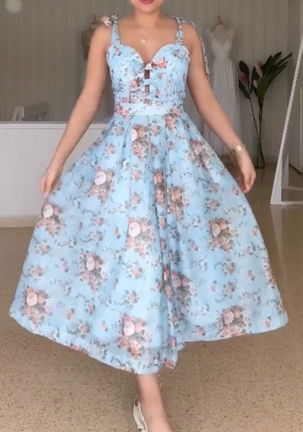 Exquisite Flowers Tube Top High-Grade Cinched Mesh Suspender Skirt