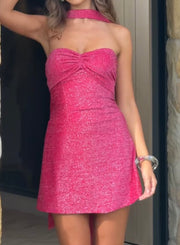 Sexy Bandeau Shiny Lace Skirt