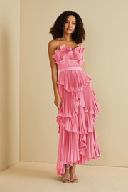 Sexy Tube Top Pleated Party Pattern Dress