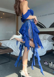 Lace Ruffled Stitching Design Dress