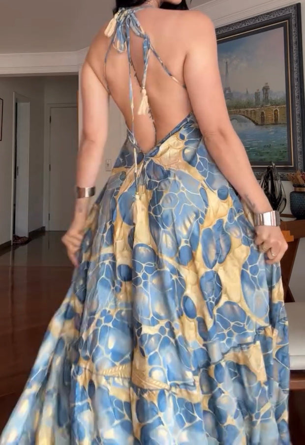 Bohemian Elegant Swing Printing Slip Dress