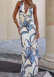 Slim Fit Tube Top Versatile Niche Halter Temperament Floral Dress