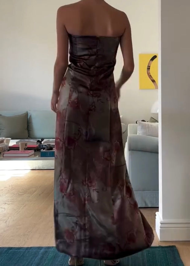 Sexy Temperament Elegant Printed Tube Top Loose Dress