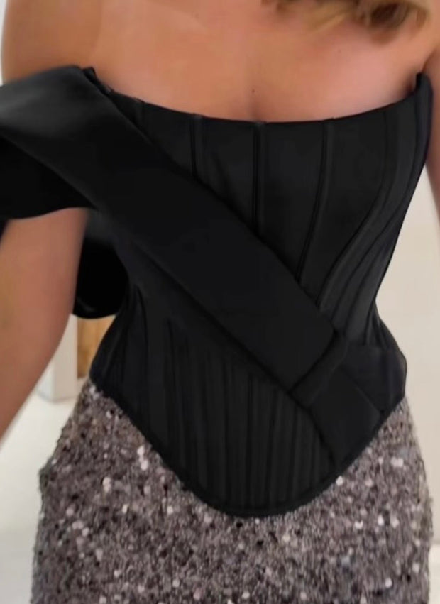 Sexy All-Matching Tube Top Fishbone Top