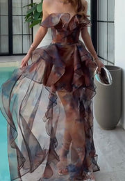 Tube Top Elegant Ruffled Dress