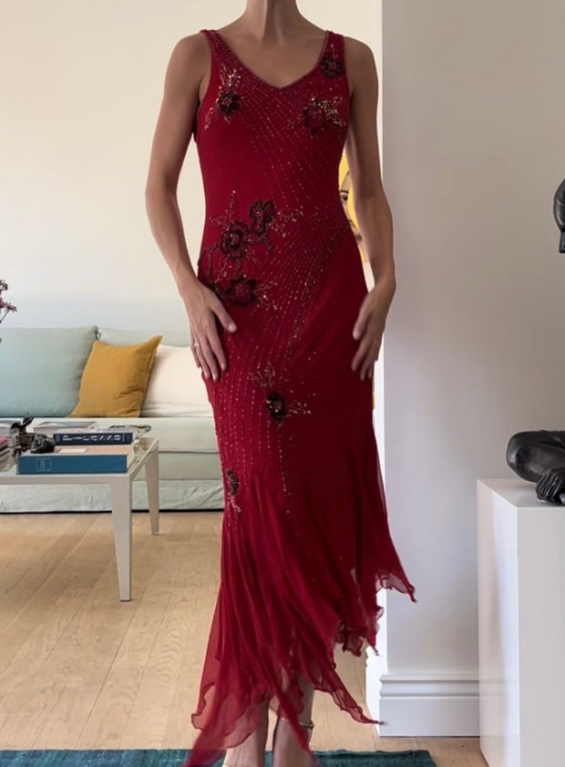 Elegant Sling Embroidery Beads Dress