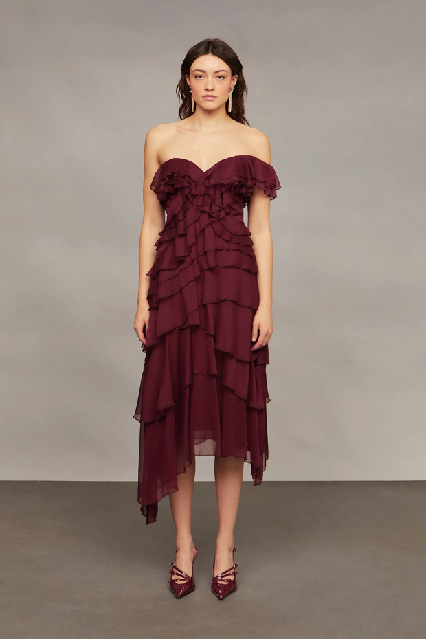 Sexy Tube Top Ruffled Elegant Dress