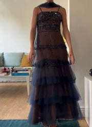 Ruffle Sleeveless Slim Fit Large Swing Fairy Mesh Dress