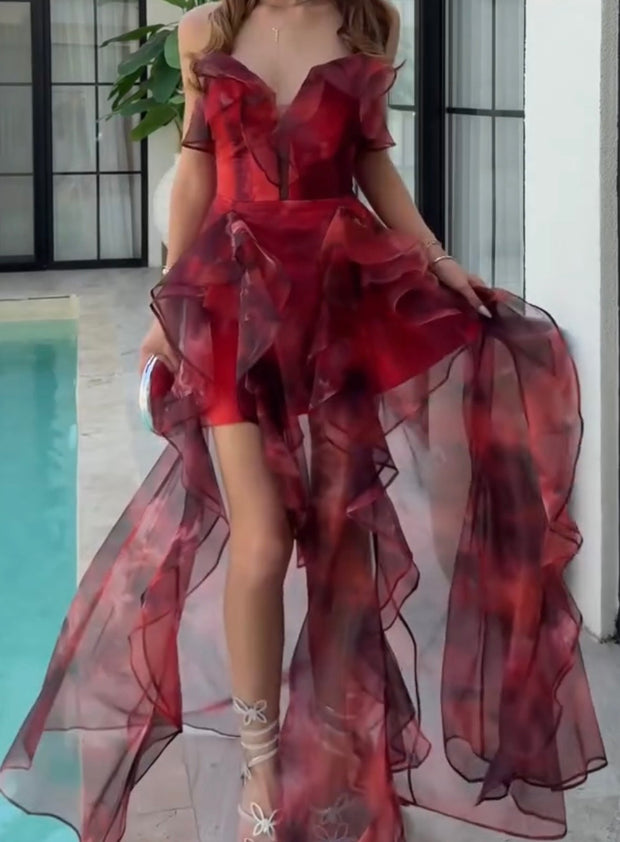 Tube Top Elegant Ruffled Dress