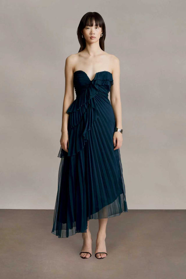 Sexy Tube Top Pleated V-neck Dress