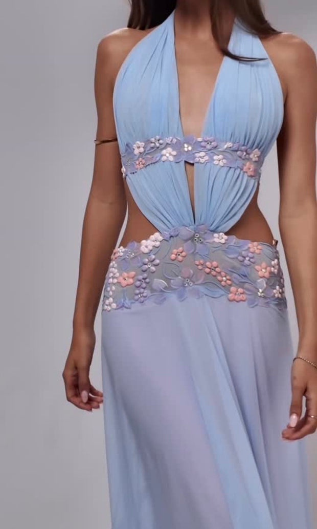 Sexy Backless Hollow-out Halter Advanced Design Gentle Temperament Dress