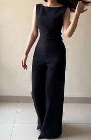 Off-Neck Sleeveless Bow Backless Jumpsuit