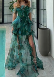 Tube Top Elegant Ruffled Dress