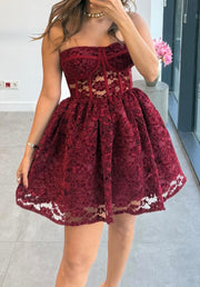 Tight Strapless Sexy Lace Dress