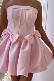 Sexy Tight Waist Deep V Mini Bow Dress