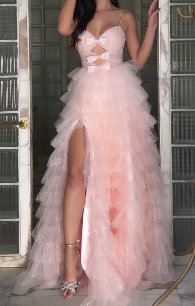 Pink Bow Suspenders Dress