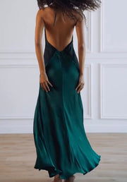 Side Slit Sling Simple and Comfortable Green Dress