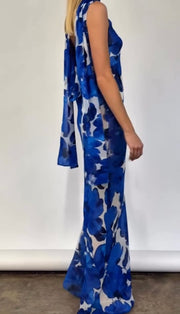 round Neck Sleeveless Mesh Floral Print Sexy Slim Dress