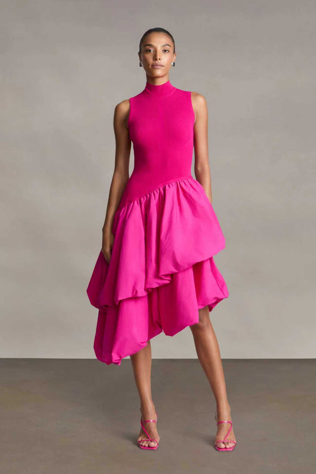 Sexy Tube Top Turtleneck Patchwork Irregular Dress