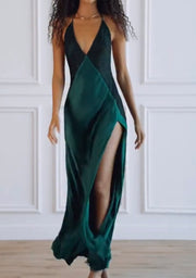 Side Slit Sling Simple and Comfortable Green Dress