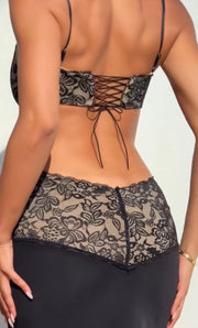 Sexy Sling Lace Hollow-out Stitching Sheath Dress